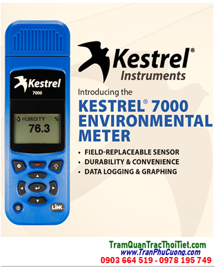 Kestrel 7000 Environmental Meter, Máy đo vi khí hậu quan trắc thời tiết Kestrel 7000 Environmental Meter, Xuất xứ Mỹ (USA)